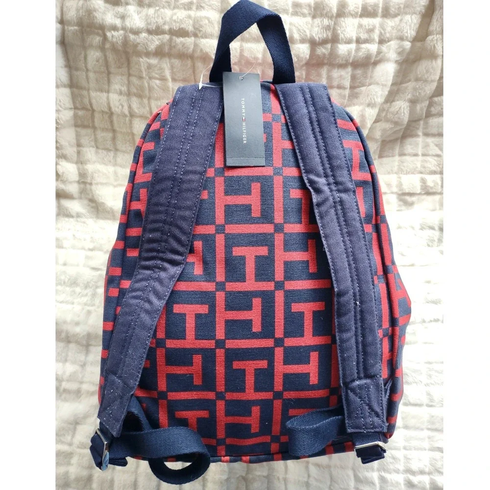 Tommy Hilfiger Backpack‎ Red Navy Geometric Logo Print
